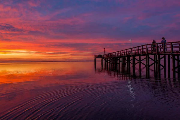 Muelle Mobile Bay Alabama Atardecer Noviembre 2020 — Foto de Stock