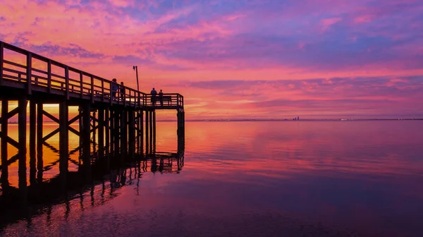 Pier Mobile Bay Alabama Pôr Sol Novembro 2020 — Fotografia de Stock