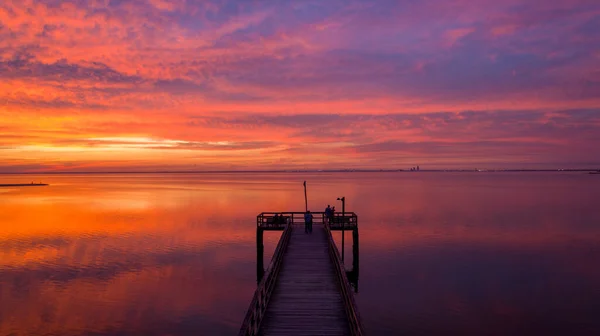 Pier Mobile Bay Alabama Pôr Sol Novembro 2020 — Fotografia de Stock