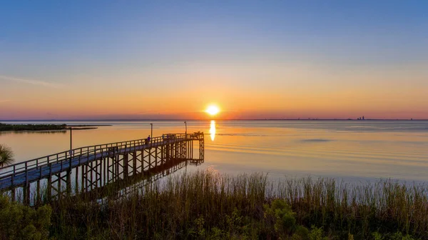 Bayfront Park Paviljoen Mobile Bay Alabama Bij Zonsondergang — Stockfoto