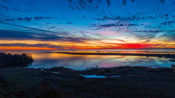 Luftaufnahme Der Interstate Brücke Mobile Bay Alabama Bei Sonnenuntergang — Stockfoto