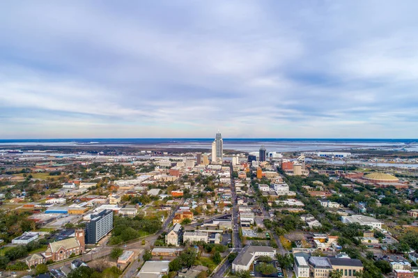 Downtown Mobile Alabama Panorama Zatažený Zimní Den Prosinci 2020 — Stock fotografie