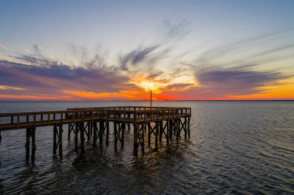 Bayfront Park Beach Mobile Bay Alabama Vid Solnedgången — Stockfoto