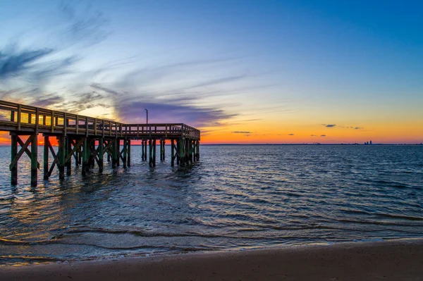 Bayfront Park Beach Mobile Bay Alabama Atardecer — Foto de Stock