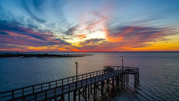 Bayfront Park Móló Mobile Bay Alabama Naplementekor 2020 Decemberében — Stock Fotó