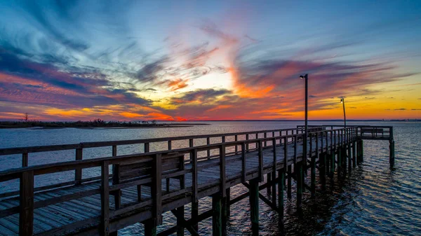 Bayfront Pier Daphne Alabama Při Západu Slunce Prosinci — Stock fotografie