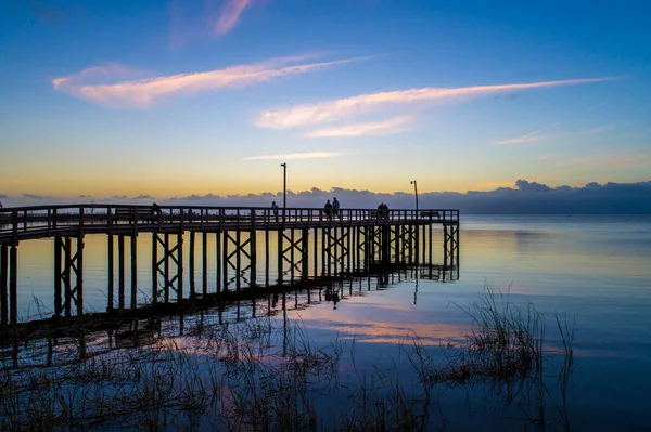 Mobile Bay Molo Tramonto Nel Dicembre Del 2020 — Foto Stock