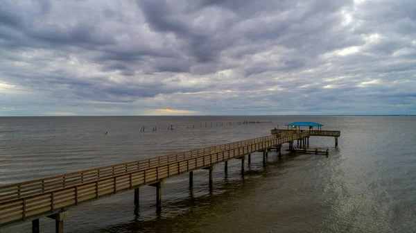 Mayday Pier Mobile Bay Pôr Sol Daphne Alabama — Fotografia de Stock