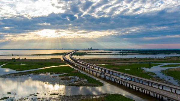 Puente Bahía Móvil Costa Del Golfo Alabama Abril 2021 — Foto de Stock