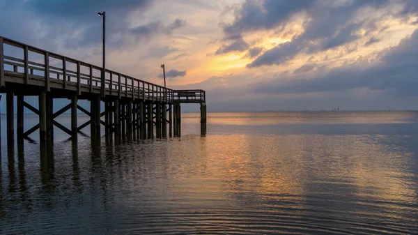 Quai Sur Mobile Bay Coucher Soleil Avril 2021 — Photo