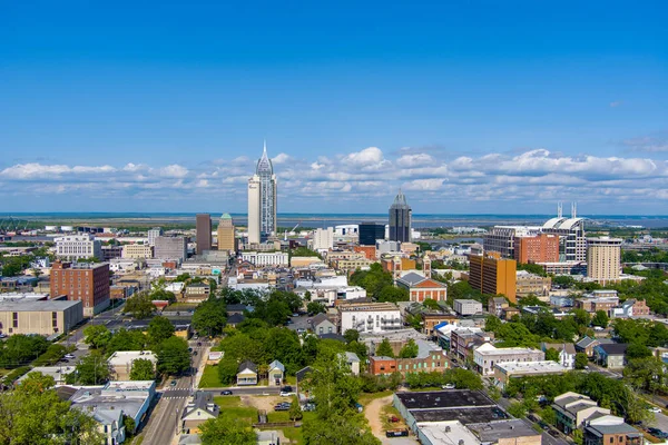 Luftaufnahme Der Skyline Der Innenstadt Von Mobile Alabama April 2021 — Stockfoto