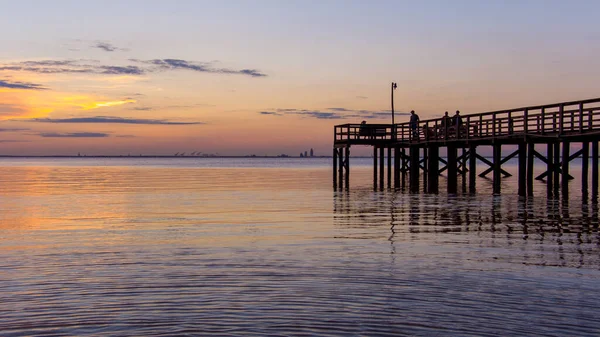 Mobile Bay Naplemente Májusban Alabama Öböl Partján — Stock Fotó