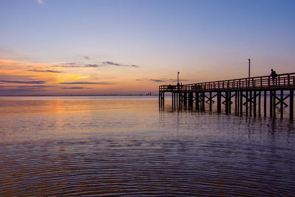 Coucher Soleil Mobile Bay Mai Sur Côte Golfe Alabama — Photo