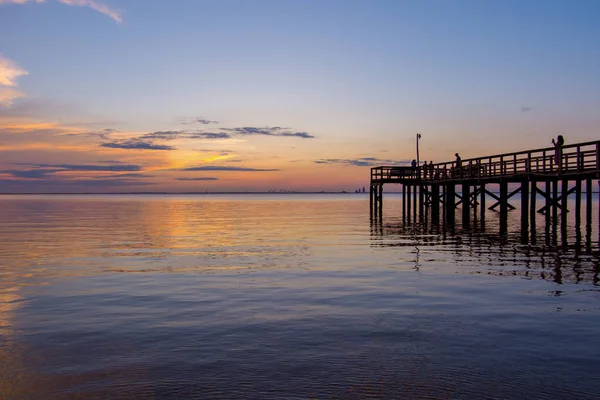 Pôr Sol Mobile Bay Maio Costa Golfo Alabama — Fotografia de Stock