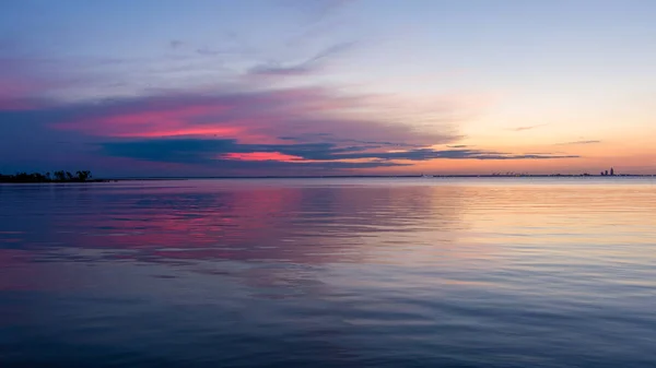 Mobile Bay Zonsondergang Mei Aan Golf Van Alabama Kust — Stockfoto