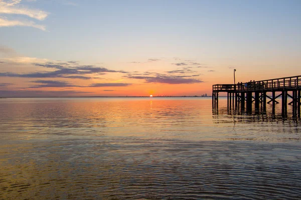 Pôr Sol Mobile Bay Maio Costa Golfo Alabama — Fotografia de Stock