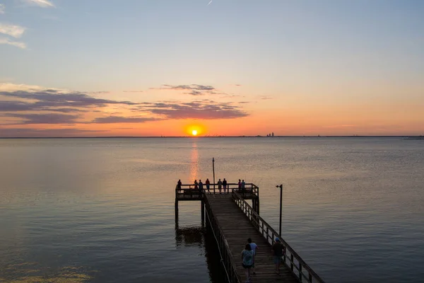 Mobile Bay Zachód Słońca Maju Wybrzeżu Zatoki Alabama — Zdjęcie stockowe