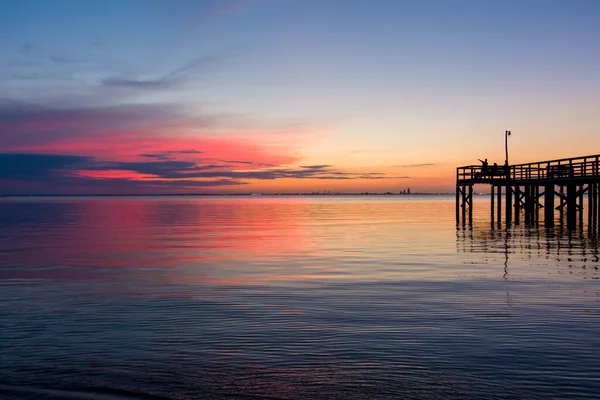 Pôr Sol Mobile Bay Maio Costa Golfo Alabama — Fotografia de Stock