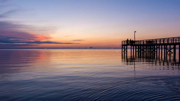 Mobile Bay Ηλιοβασίλεμα Μάιο Στην Ακτή Του Κόλπου Της Αλαμπάμα — Φωτογραφία Αρχείου