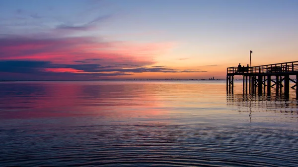 Coucher Soleil Mobile Bay Mai Sur Côte Golfe Alabama — Photo