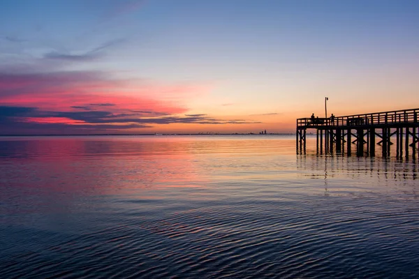 Pôr Sol Mobile Bay Maio Costa Golfo Alabama — Fotografia de Stock