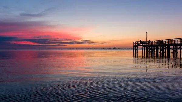 Mobile Bay Západ Slunce Květnu Pobřeží Alabamského Zálivu — Stock fotografie