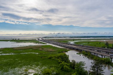Fırtınadan sonra Alabama Mobil Körfezi 'nin havadan görüntüsü 