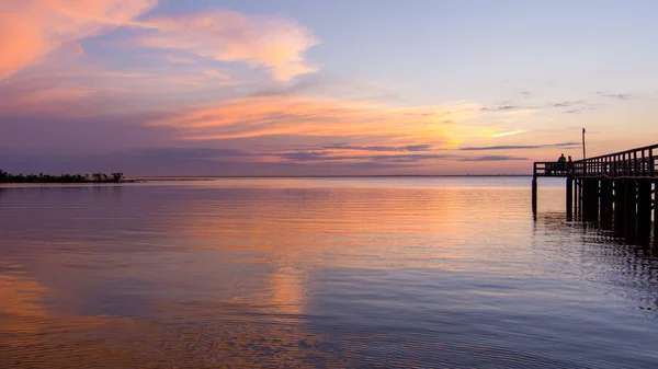 Pôr Sol Mobile Bay Maio Costa Golfo Alabama — Fotografia de Stock