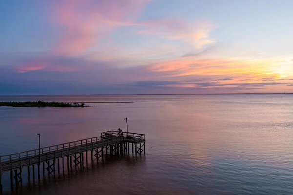 Coucher Soleil Mobile Bay Mai Sur Côte Golfe Alabama — Photo