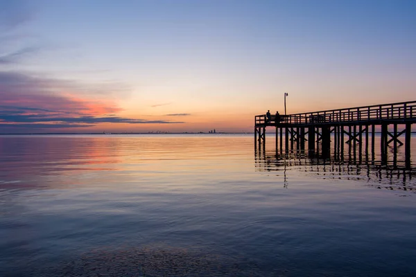 Mobile Bay Zachód Słońca Maju Wybrzeżu Zatoki Alabama — Zdjęcie stockowe