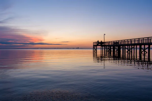 Mobile Bay Západ Slunce Květnu Pobřeží Alabamského Zálivu — Stock fotografie