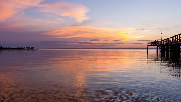 Mobile Bay Naplemente Májusban Alabama Öböl Partján — Stock Fotó