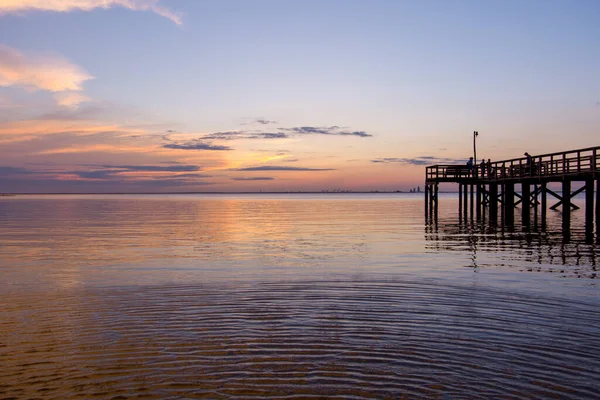 Coucher Soleil Mobile Bay Mai Sur Côte Golfe Alabama — Photo