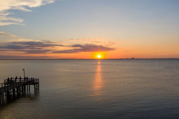 Pôr Sol Mobile Bay Maio Costa Golfo Alabama — Fotografia de Stock