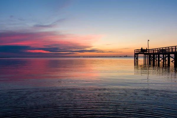 Coucher Soleil Mobile Bay Mai Sur Côte Golfe Alabama — Photo