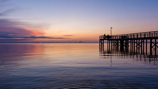 Mobile Bay Západ Slunce Květnu Pobřeží Alabamského Zálivu — Stock fotografie