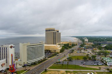 Biloxi, Mississippi kıyı şeridinin gökyüzü manzarası 