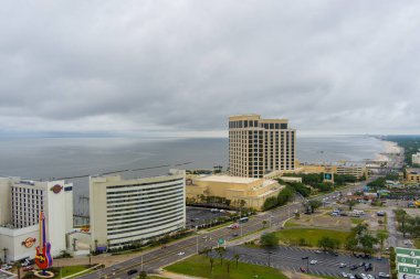 Biloxi, Mississippi kıyı şeridinin gökyüzü manzarası 
