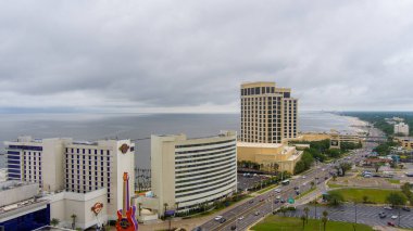 Biloxi, Mississippi kıyı şeridinin gökyüzü manzarası 