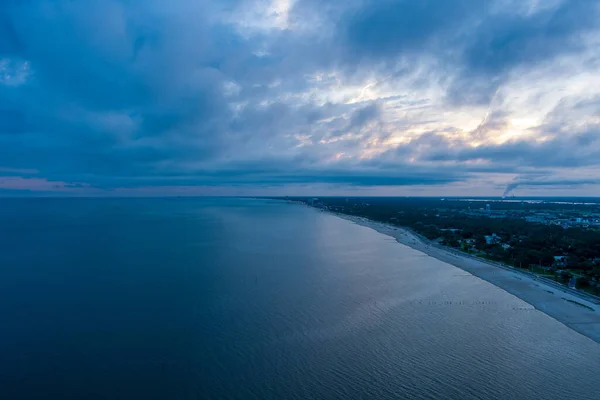 Légi Kilátás Biloxi Mississippi Öböl Partján Vízparti Naplementekor — Stock Fotó