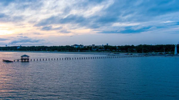 Vue Aérienne Front Mer Biloxi Mississippi Gulf Coast Coucher Soleil — Photo