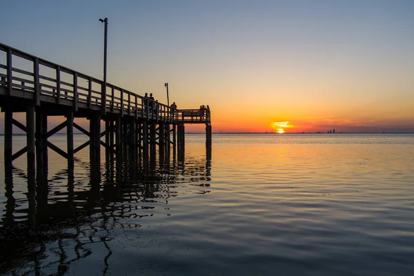 Móló Naplementekor Mobile Bay Keleti Partján Daphne Alabama — Stock Fotó