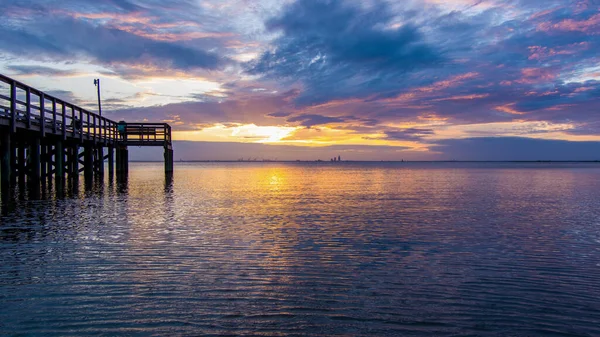 Molo Mobile Bay Alabama Při Západu Slunce — Stock fotografie