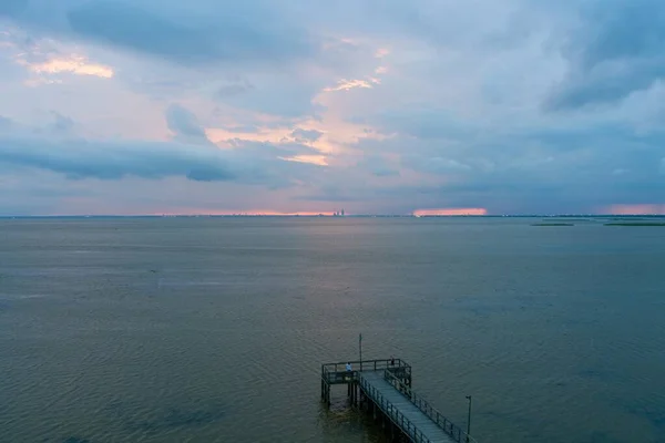 Molo Mobile Bay Při Západu Slunce Daphne Alabama — Stock fotografie