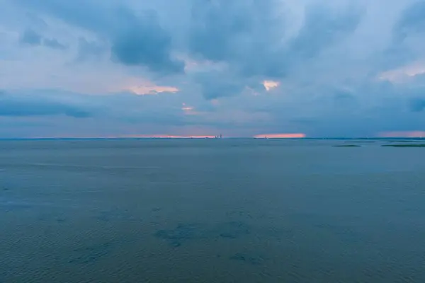 Pier Mobile Bay Pôr Sol Daphne Alabama — Fotografia de Stock