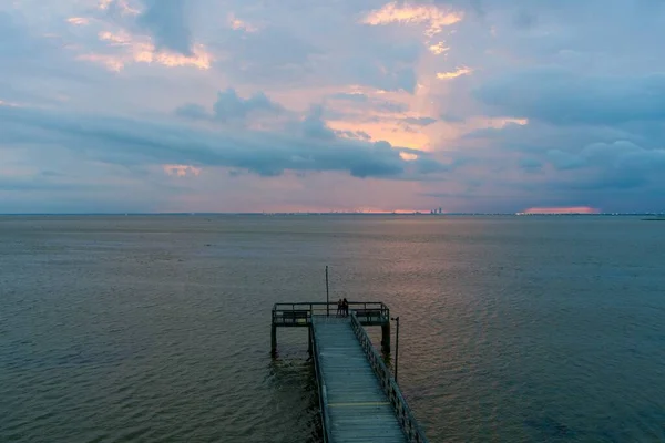 Pier Mobile Bay Sunset Daphne Alabama — Stock Photo, Image