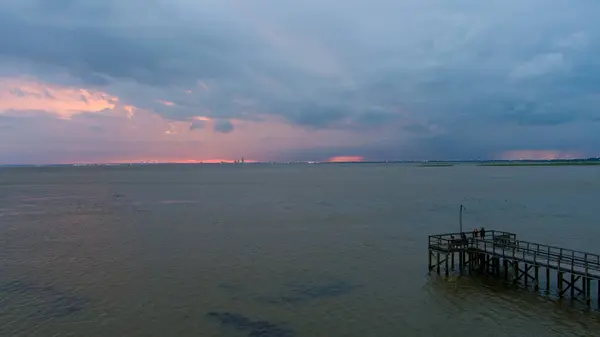 Mobile Bay Tramonto Sulla Costa Del Golfo Dell Alabama — Foto Stock