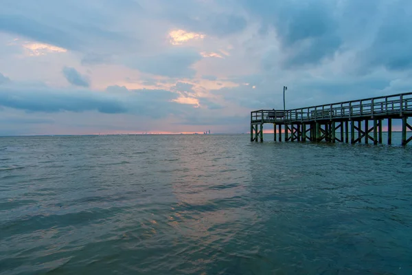 Mobile Bay Tramonto Sulla Costa Del Golfo Dell Alabama — Foto Stock