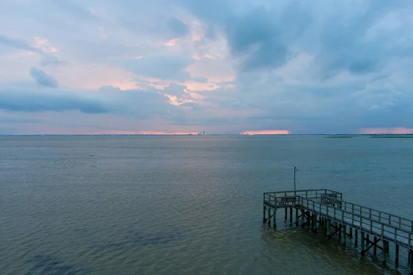 Mobile Bay Tramonto Sulla Costa Del Golfo Dell Alabama — Foto Stock