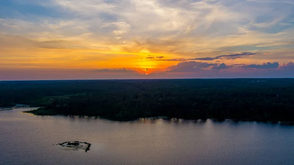 Aerial View Big Creek Lake Sunset — Stock Photo, Image